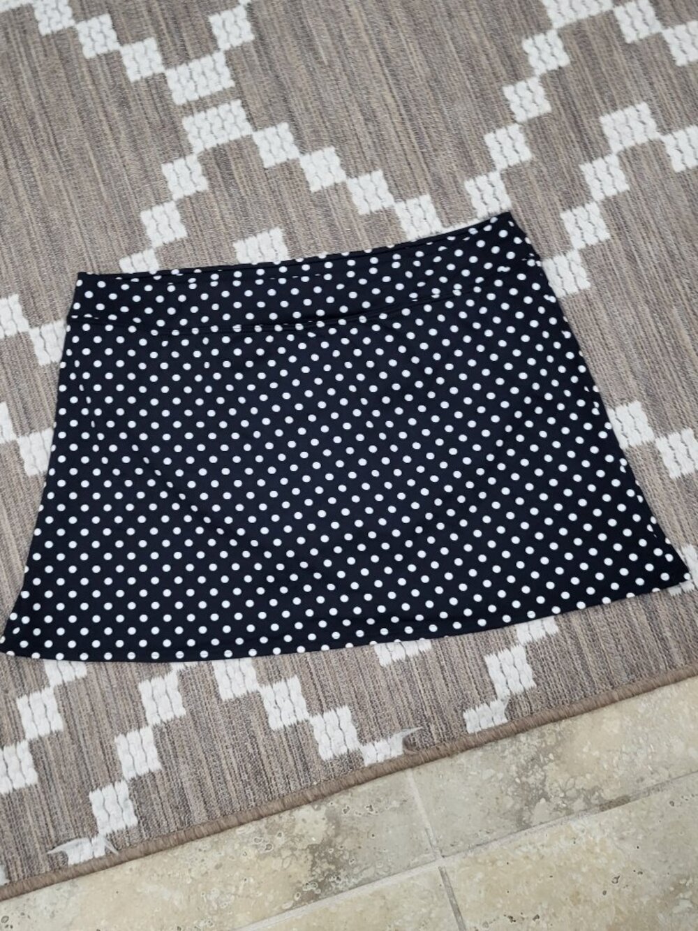 Lands’ End Black/white Polka Dot Skort Swim Bottom Size 16 L Spandex nylon polye